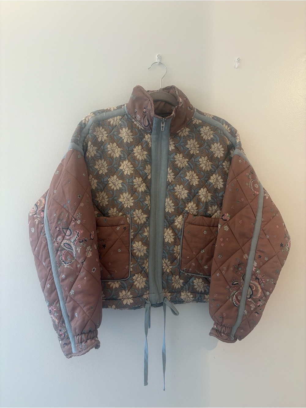 Blank NYC Quilted Floral Paisley Jacket - Dusty Rose & Taupe